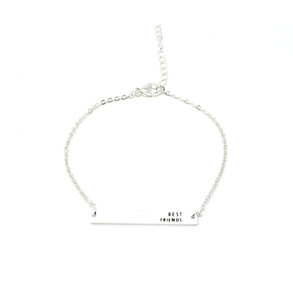 Best Friend Engraved Bar Friendship Silver Bracelet